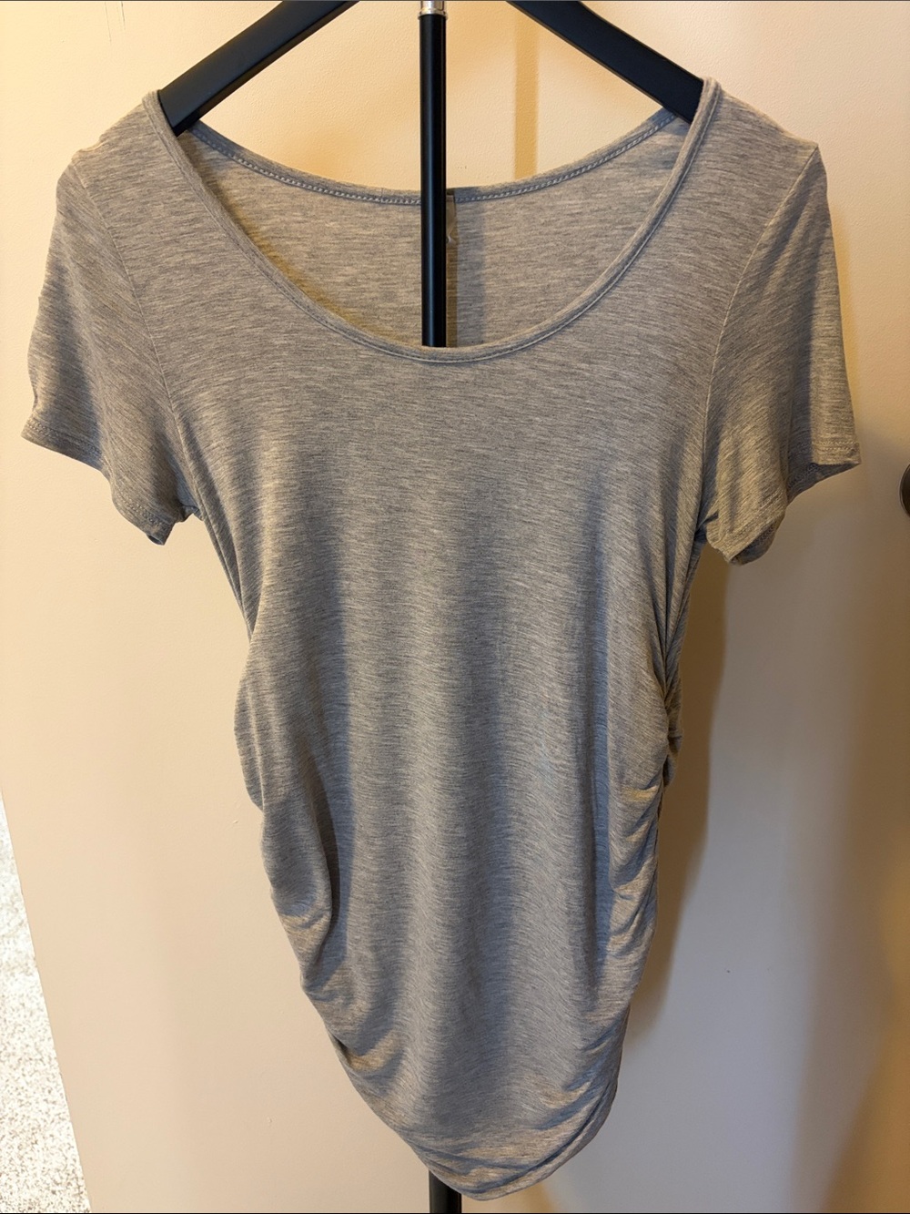 Pinkblush Gray Scoop Neck Short Sleeve Tee with Side Ruching